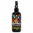 Blunt Bully Lemon & Citrus Space Deodorizer Spray, 8 oz black spray bottle with matching scent label on white background