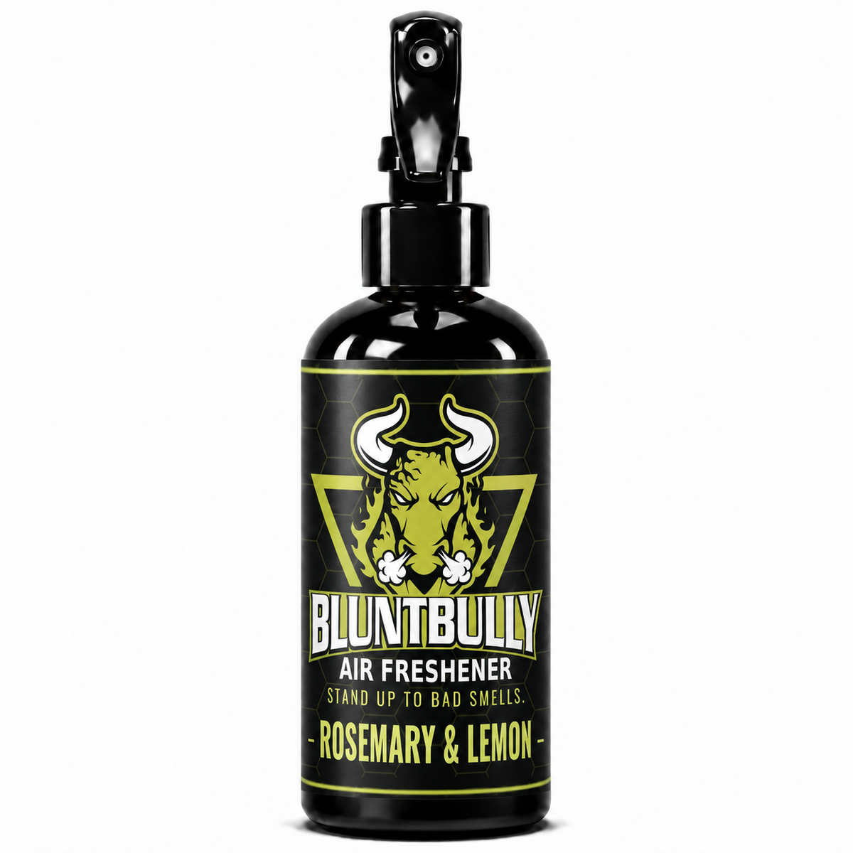 BluntBully Rosemary & Lemon air freshener 8 oz black spray bottle with individual scent label