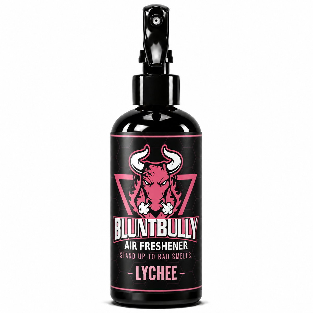 BluntBully Lychee air freshener 8 oz black spray bottle with individual scent label