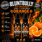 BluntBully Orange air freshener illustrated scent card with individual scent label on the bottles