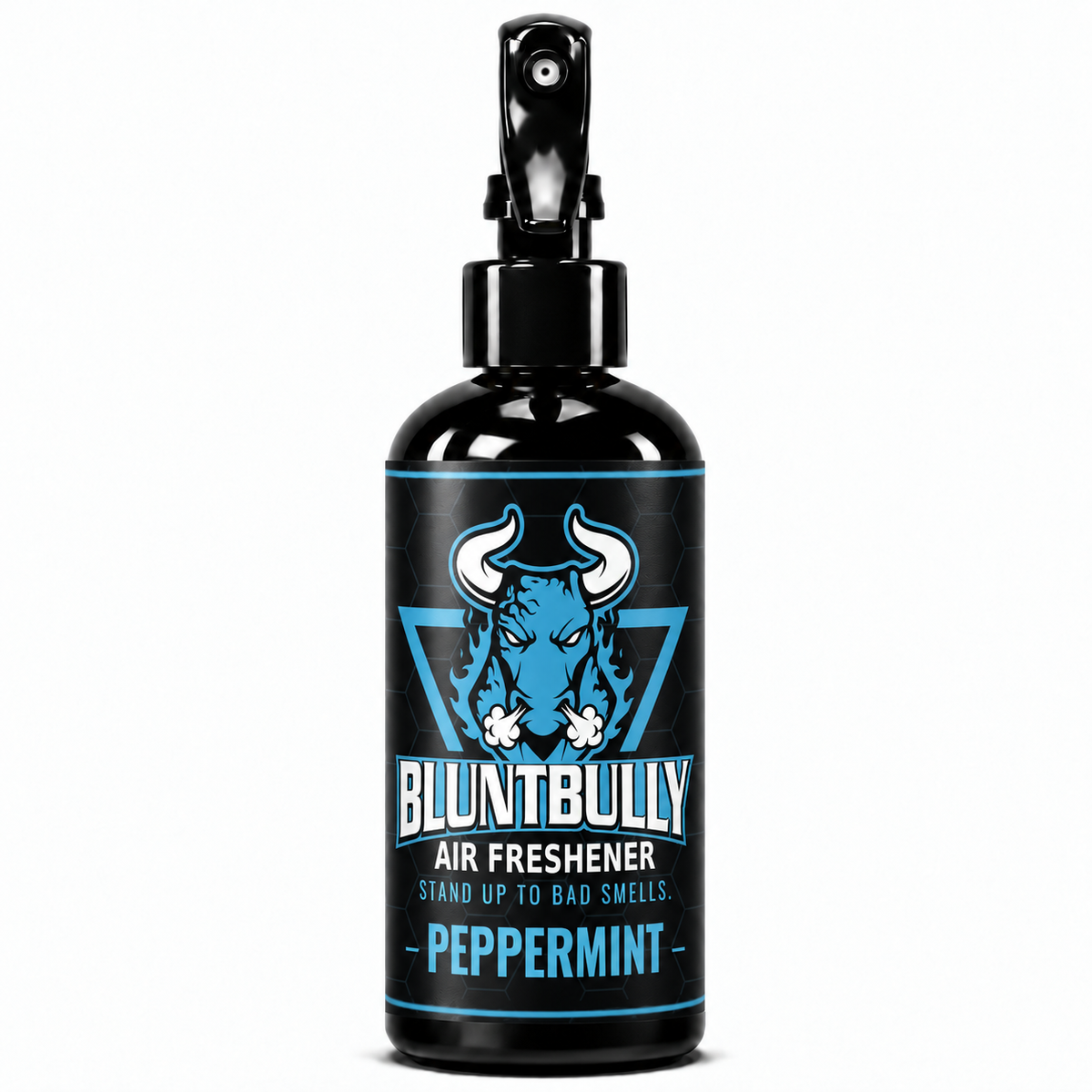 BluntBully Peppermint air freshener 8 oz black spray bottle with individual scent label