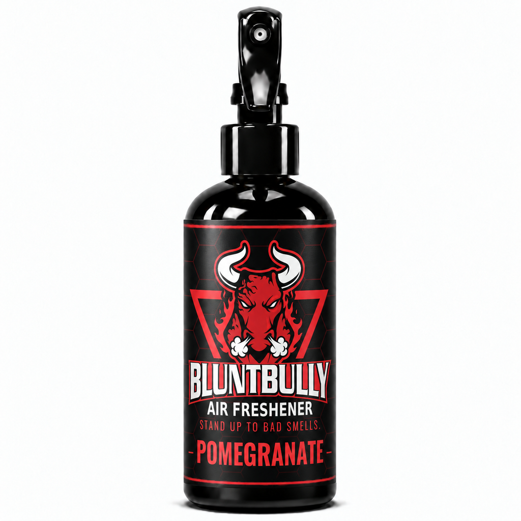 BluntBully Pomegranate air freshener 8 oz black spray bottle with individual scent label