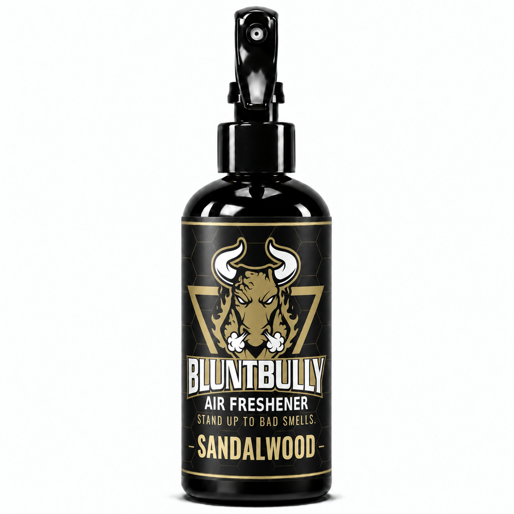 BluntBully Sandalwood air freshener 8 oz black spray bottle with individual scent label