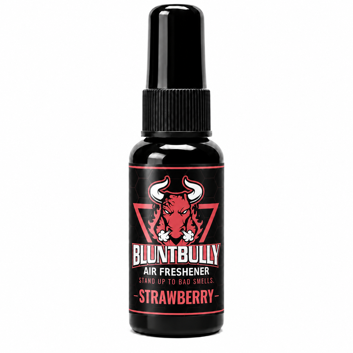 Blunt Bully Strawberry air freshener spray bottle — new label mockup