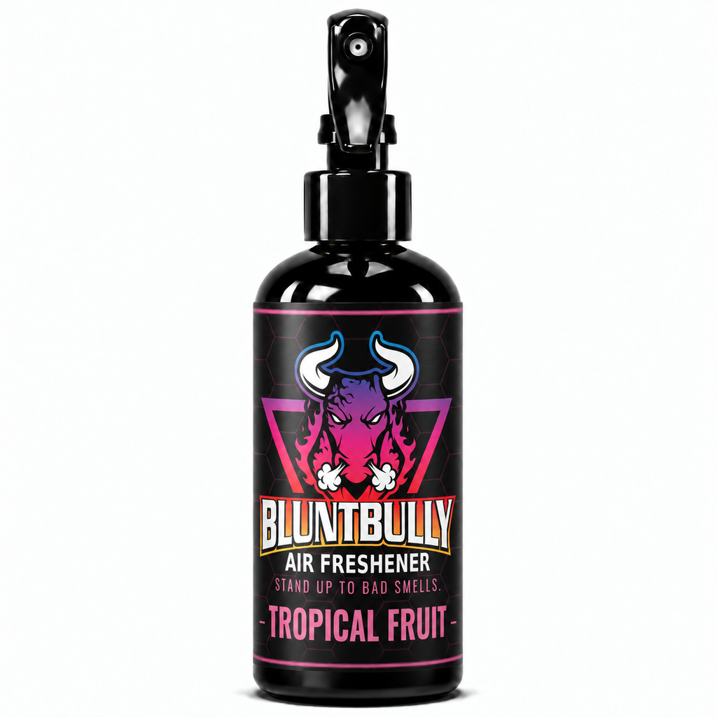 BluntBully Tropical Fruit air freshener 8 oz black spray bottle with individual scent label