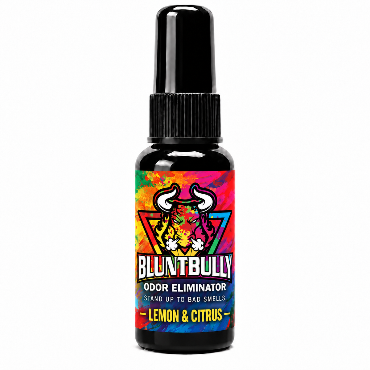 BluntBully Lemon & Citrus Odor Eliminator, new label on the standard 1 oz and 1.5 oz black bottle