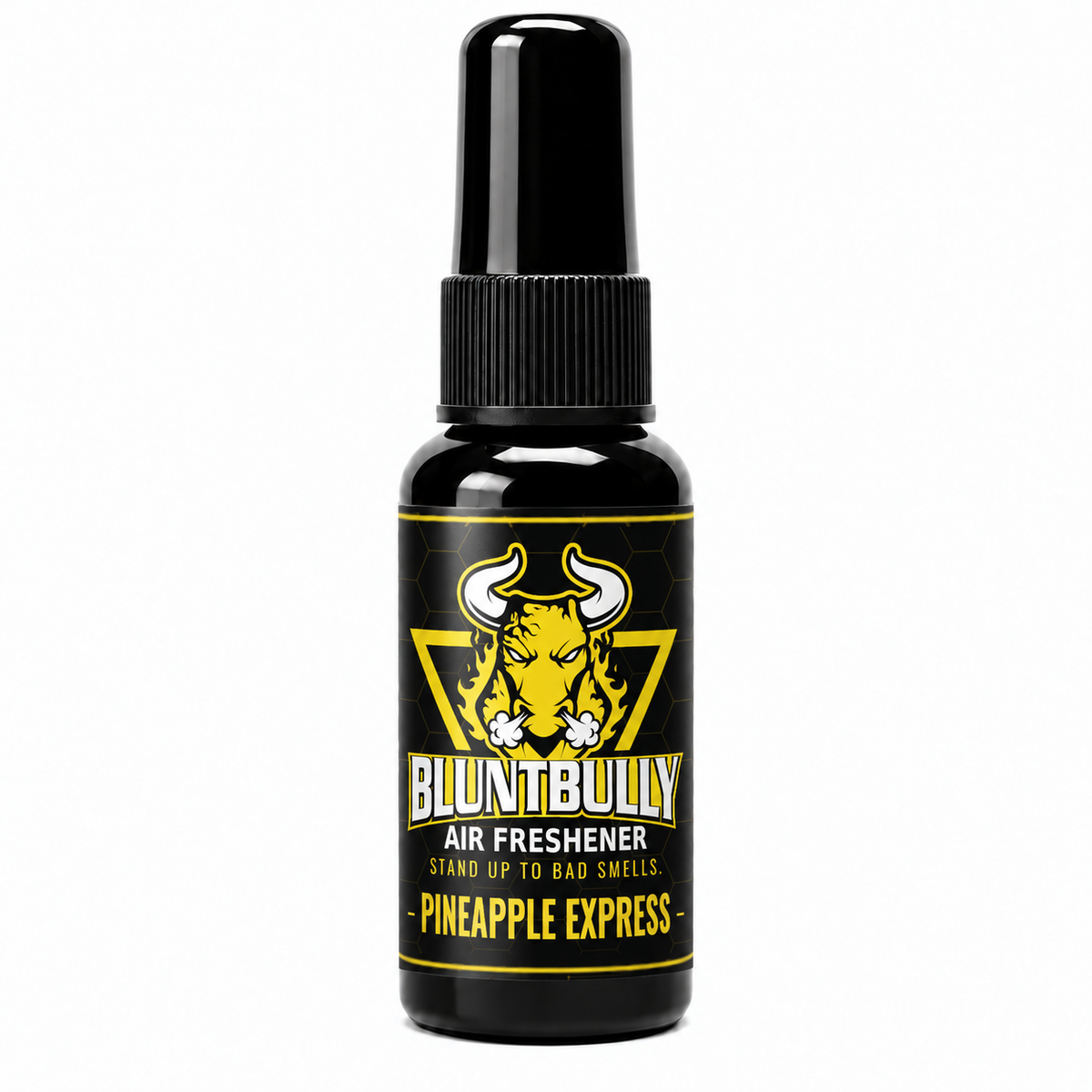 BluntBully Pineapple Express air freshener 1 oz and 1.5 oz black spray bottle with individual scent label